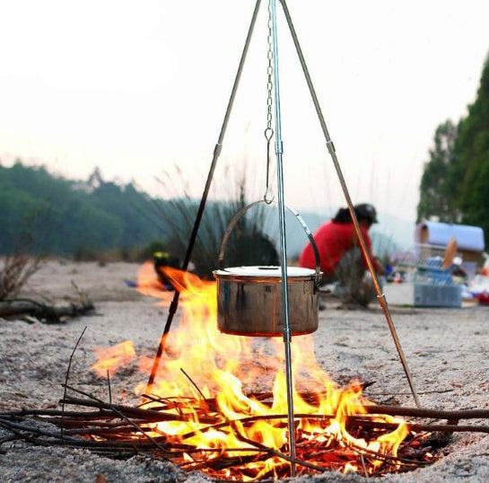 Camping outdoor campfire tripod hanging pot picnic fire bracket aluminum alloy tripod camping supplies